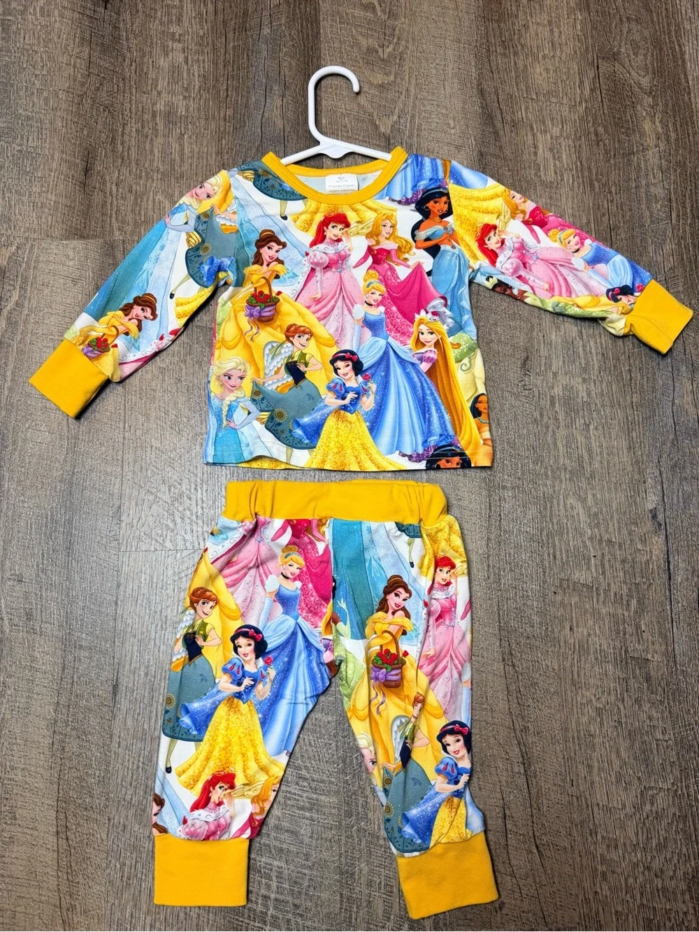 Brand New Bamboo Zippy. Girls' Princess Character Pajama Set - Yellow Accents